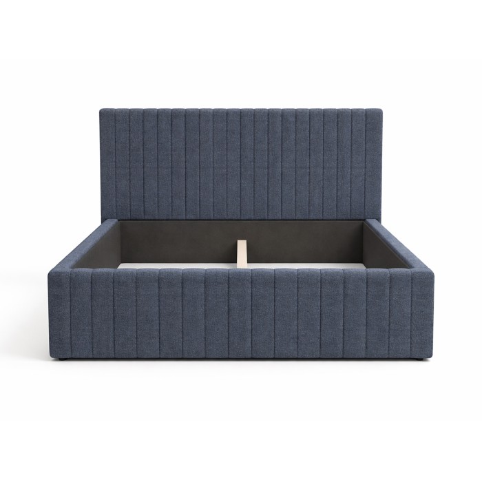 Lit ELORIA 180x200 bleu ardoise avec tête de lit capitonnée