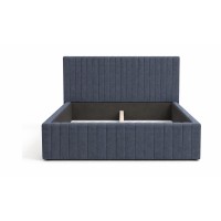 Lit ELORIA 180x200 bleu ardoise avec tête de lit capitonnée