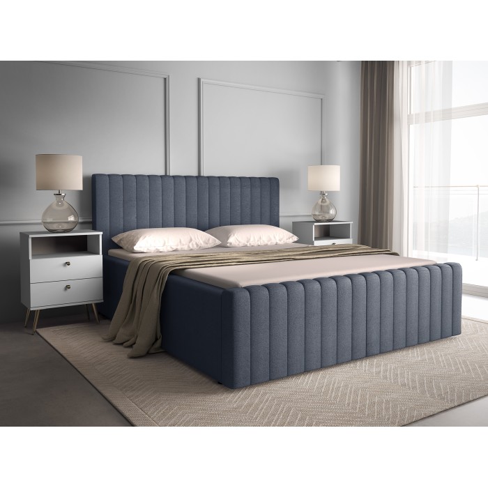 Lit ELORIA 180x200 bleu ardoise avec sommier inclus