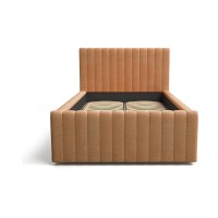 Lit simple ELORIA 120x200 camel bouclé avec tête de lit capitonnée