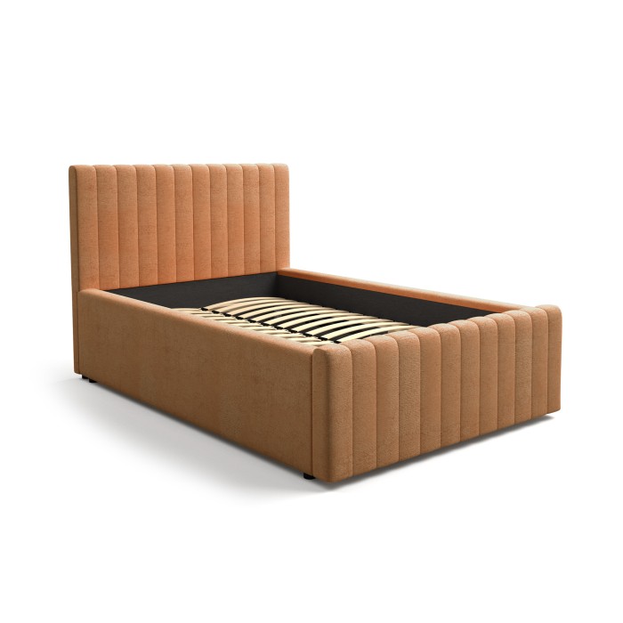 Bed met opbergruimte ELORIA 120x200 camel bouclé met liftbare lattenbodem