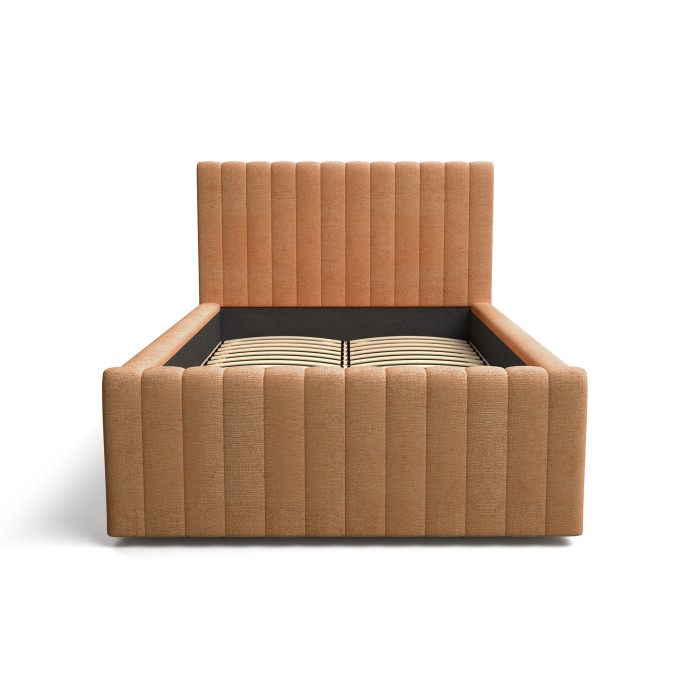 Bed met opbergruimte ELORIA 120x200 camel bouclé met liftbare lattenbodem