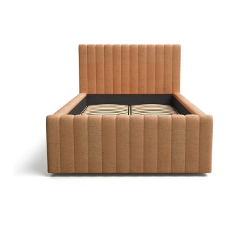 Bed met opbergruimte ELORIA 120x200 camel bouclé met liftbare lattenbodem