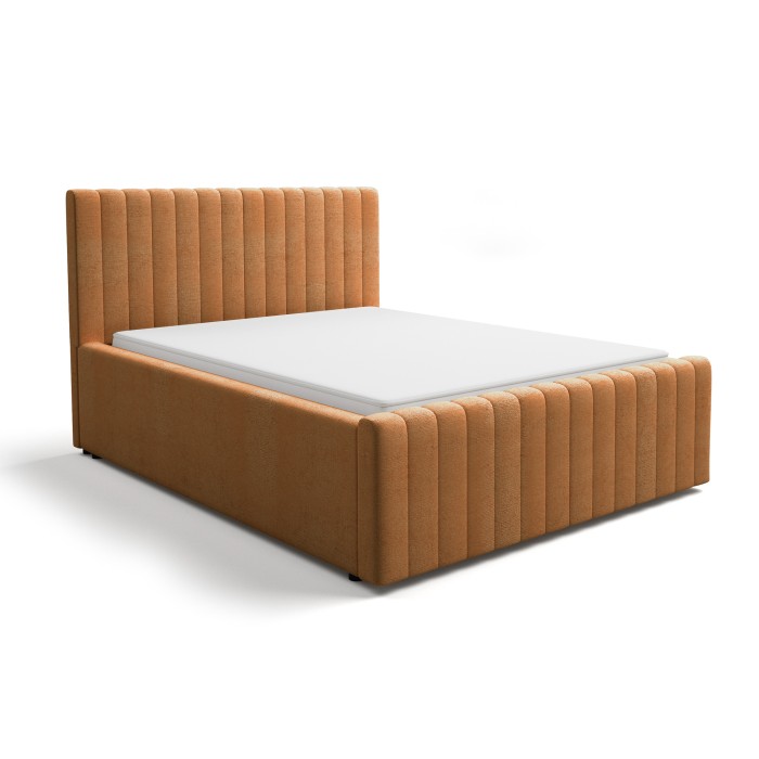 Lit double ELORIA 140x200 camel bouclé sans sommier