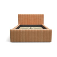 Lit double ELORIA 140x200 camel bouclé sans sommier