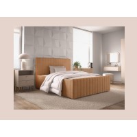 Lit double ELORIA 140x200 camel bouclé sans sommier