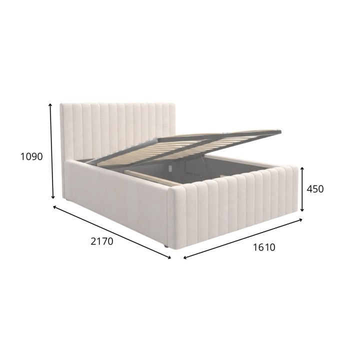 Lit double ELORIA 140x200 camel bouclé sans sommier