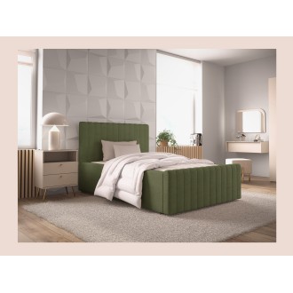 Bed ELORIA 120x200 cm kakigroen bouclé met gestoffeerd hoofdeinde