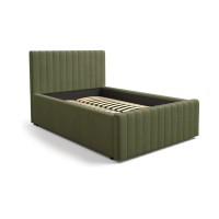 Bed ELORIA 120x200 cm kakigroen bouclé met gestoffeerd hoofdeinde