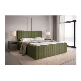 Lit ELORIA 160x200 cm vert kaki bouclé sans sommier