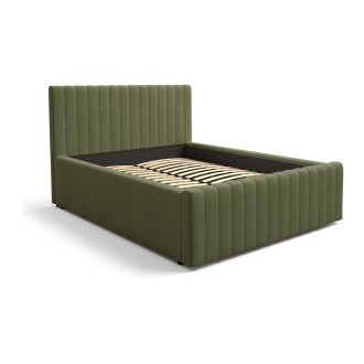 Lit ELORIA 160x200 cm vert kaki bouclé avec sommier