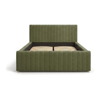 Lit ELORIA 160x200 cm vert kaki bouclé sans sommier