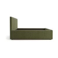Lit ELORIA 180x200 cm vert kaki bouclé avec tête de lit capitonnée