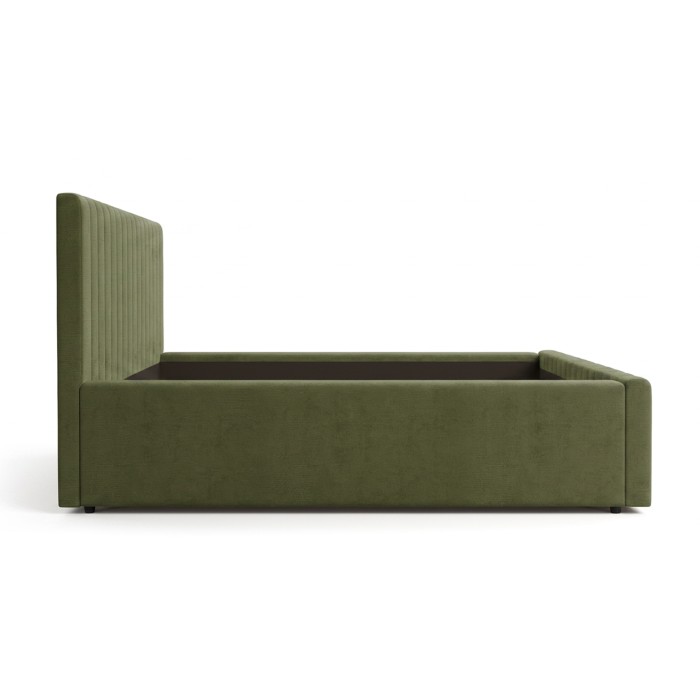Lit ELORIA 180x200 cm vert kaki bouclé avec sommier