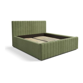 Lit ELORIA 180x200 cm vert kaki bouclé avec sommier