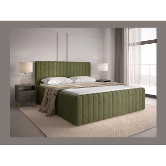 Lit ELORIA 180x200 cm vert kaki bouclé avec sommier