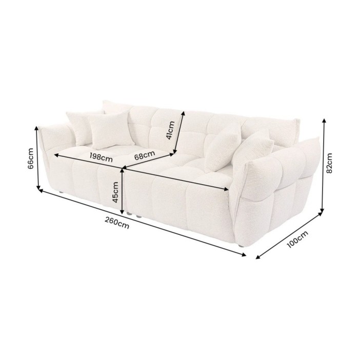 Canapé droit MOONI beige clair dimensions