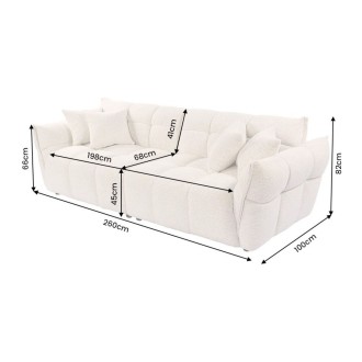 Canapé droit MOONI beige clair dimensions