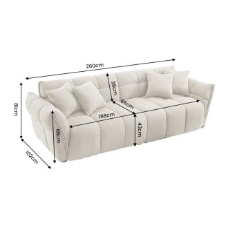 Canapé droit MOONI beige champagne dimensions