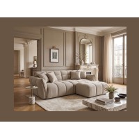 Canapé droit MOONI beige champagne vu avec un pouf