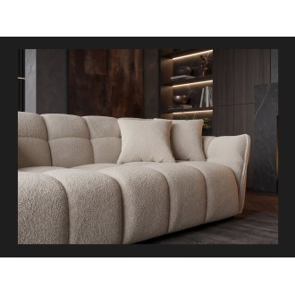 Zoom sur le canapé droit MOONI beige champagne
