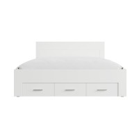 Cama adulto FJORD 180x200cm blanco mate con 5 cajones sin somier