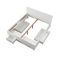 Cama adulto FJORD 180x200cm blanco mate con 5 cajones sin somier