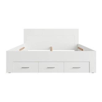 Cama adulto FJORD 180x200cm blanco mate con 5 cajones sin somier