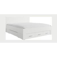 Lit adulte FJORD 180x200cm blanc avec 5 tiroirs et sommier