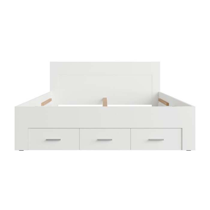 Lit adulte FJORD 180x200cm blanc avec 5 tiroirs et sommier