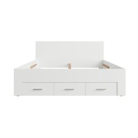 Lit adulte FJORD 180x200cm blanc avec 5 tiroirs et sommier