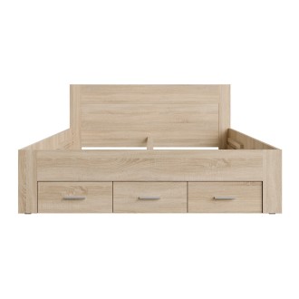 Cama adulto FJORD 180x200cm roble claro con 5 cajones sin somier