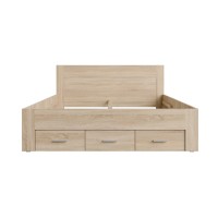 Cama adulto FJORD 180x200cm roble claro con 5 cajones sin somier