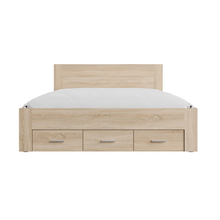 Cama adulto FJORD 180x200cm roble claro con 5 cajones sin somier