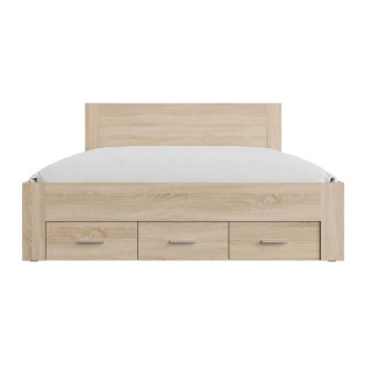 Cama adulto FJORD 180x200cm roble claro con 5 cajones sin somier