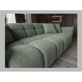 Zoom sur l'assise du canapé droit MOONI vert sauge