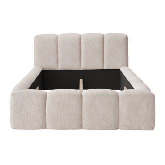 Lit 160x200 cm NUVOLA en tissu bouclé écru avec tête de lit – Sans sommier