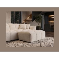 Pouf MOONI beige clair vu de côté