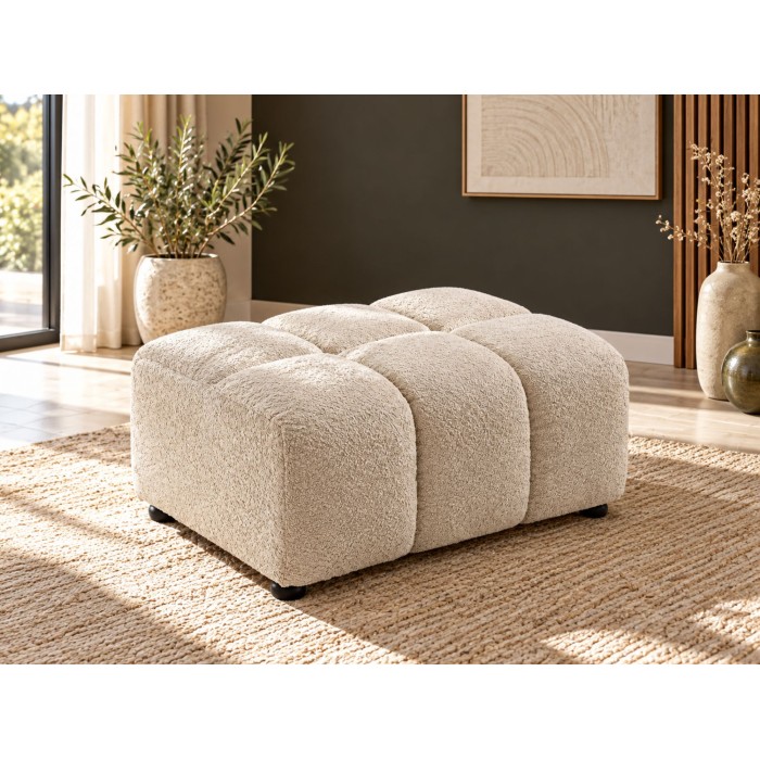 Pouf MOONI beige champagne en situation