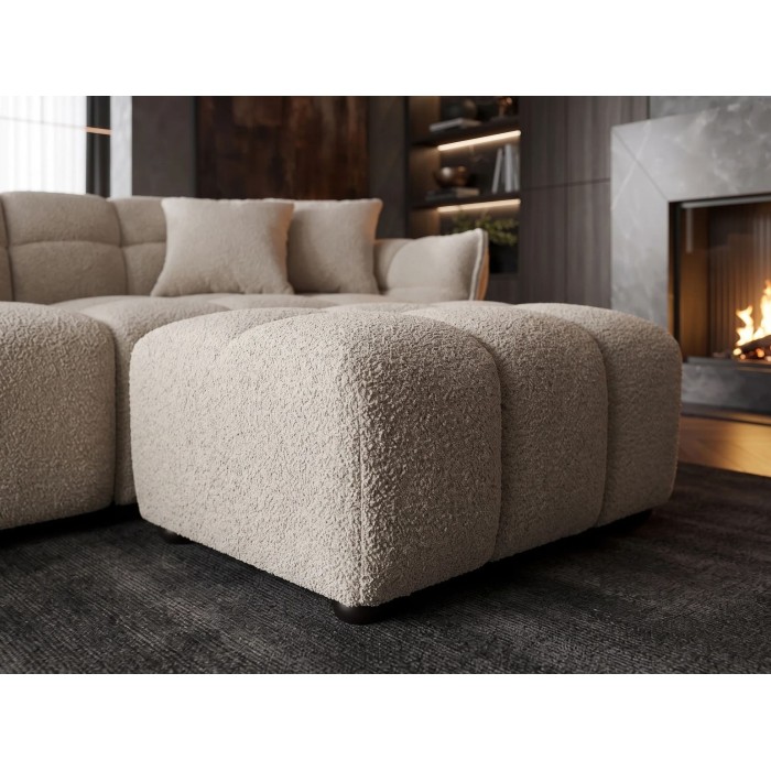 Pouf MOONI beige champagne vu rapprochée