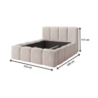 Lit 180x200 cm NUVOLA en tissu bouclé écru avec tête de lit et sommier inclus