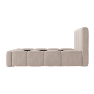 Lit 180x200 cm NUVOLA en tissu bouclé écru avec tête de lit et sommier inclus