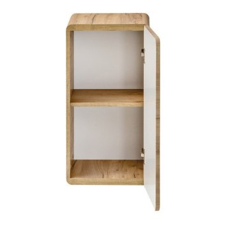 Mueble de almacenamiento para baño ERBANO – 1 puerta – Color roble claro – Compacto y suspendido