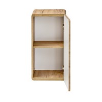 Mueble de almacenamiento para baño ERBANO – 1 puerta – Color roble claro – Compacto y suspendido