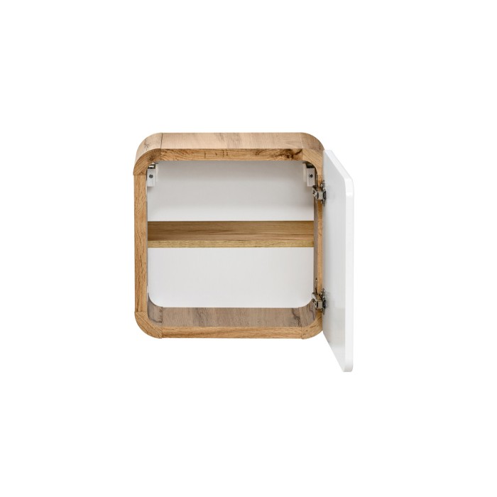 Mueble de baño ERBANO – Roble claro y blanco brillante – 35x35 cm – 1 puerta – Para colgar