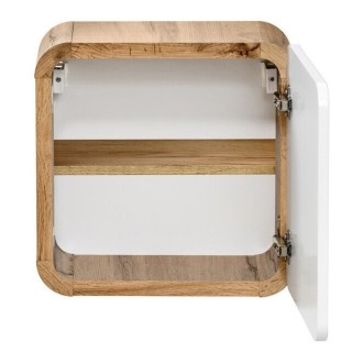 Mueble de baño ERBANO – Roble claro y blanco brillante – 35x35 cm – 1 puerta – Para colgar