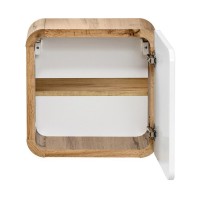 Mueble de baño ERBANO – Roble claro y blanco brillante – 35x35 cm – 1 puerta – Para colgar