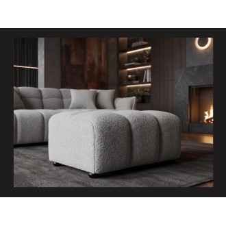 Pouf MOONI - stof met lussen grijs - 100x65cm