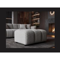 Pouf MOONI - stof met lussen grijs - 100x65cm