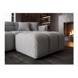 Pouf MOONI - stof met lussen grijs - 100x65cm